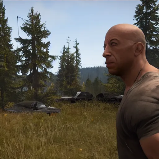 Prompt: vin diesel, in dayz