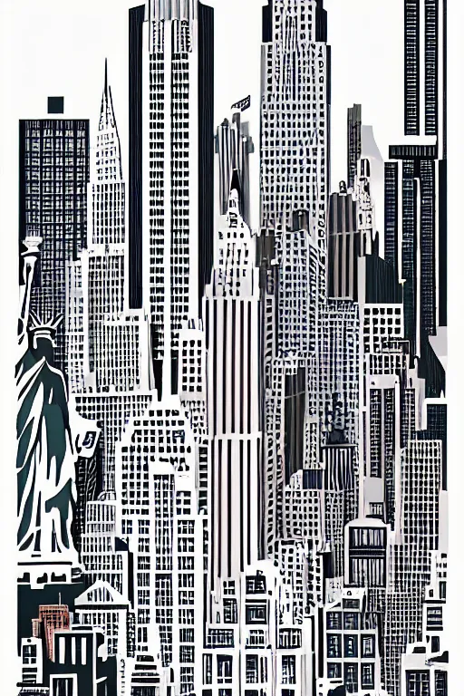 Image similar to new york, illustration, in the style of katinka reinke