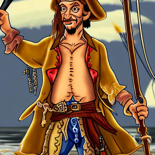 Image similar to Guybrush Threepwood from Monkey Island as Jack Sparrow
