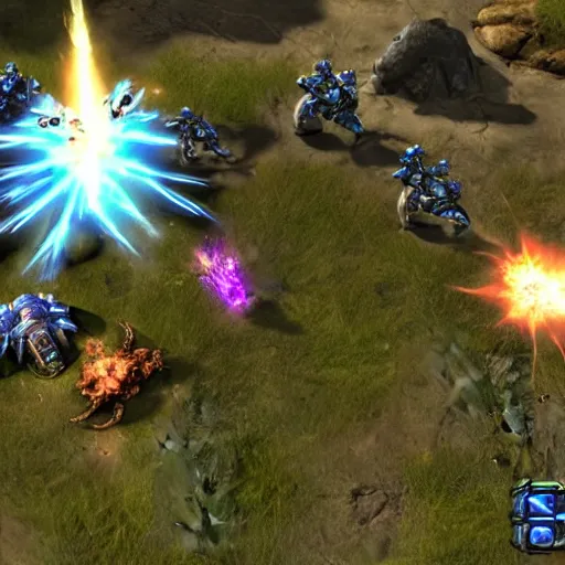 Prompt: an ingame screenshot of starcraft 2