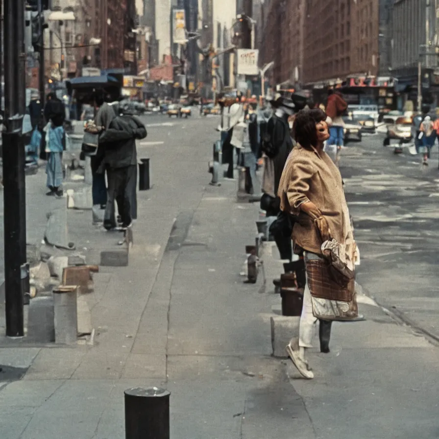 Image similar to street photograph portrait in new york from the 1 9 6 0 s, photographed on colour film, photo taken with ektachrome, featured on shutterstock