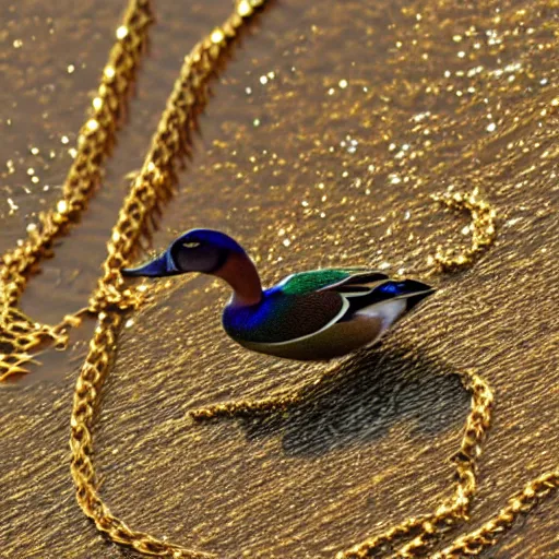 Image similar to photo of a mallard with a gold necklace