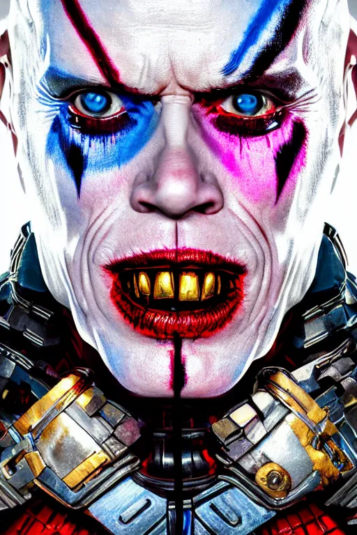 Image similar to portrait of williem dafoe as a harley quinn in suicide squad. intricate abstract. intricate artwork. by tooth wu, wlop, beeple, dan mumford. octane render, trending on artstation, greg rutkowski very coherent symmetrical artwork. cinematic, hyper realism, high detail, octane render, 8 k, iridescent accents