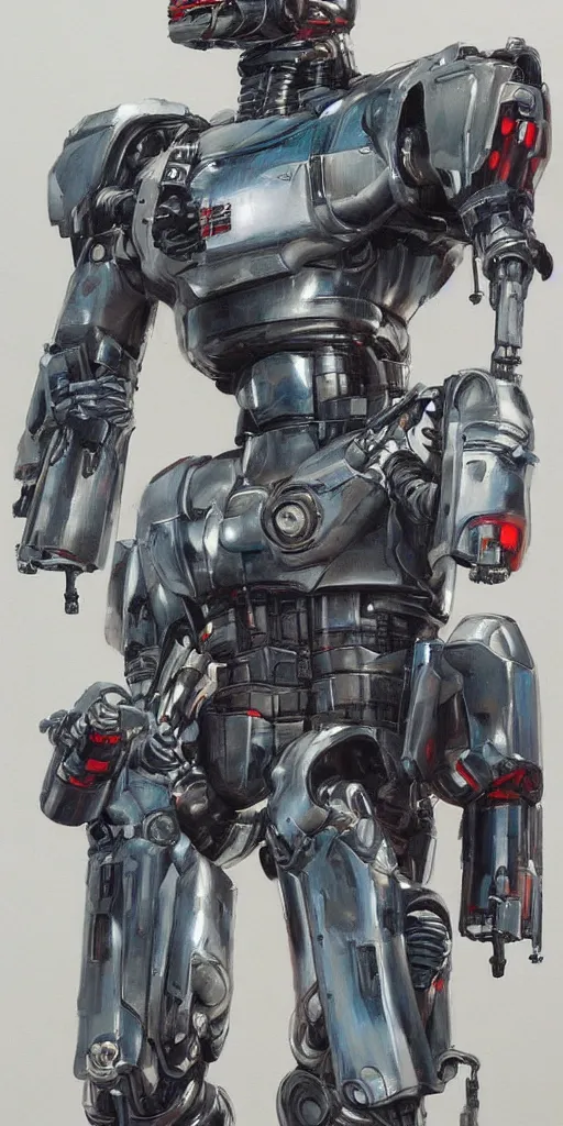 Image similar to oil painting scene from Robocop movie art by kim jung gi