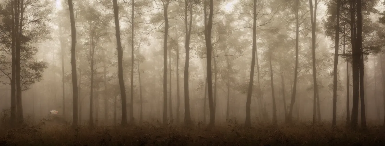 Prompt: creepy rusty bots searching for remaining humans in dark foggy old forest in the night with, postapo style, heavy rain, reflections, high detail, dramatic moment, motion blur, dense ground fog, dark atmosphere, saturated colors, by darek zabrocki, render in unreal engine - h 7 0 4