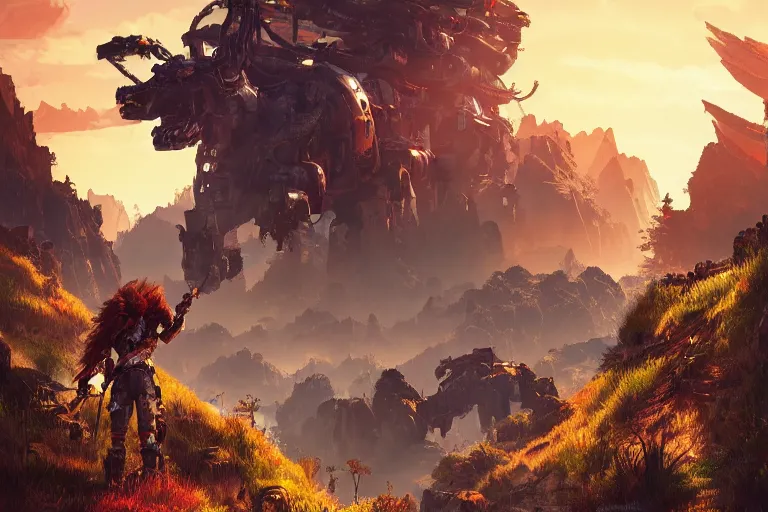 Image similar to sawtooth machine mecanical creature robot of horizon forbidden west horizon zero dawn radiating a glowing aura global illumination ray tracing hdr fanart arstation by ian pesty and alena aenami artworks in 4 k