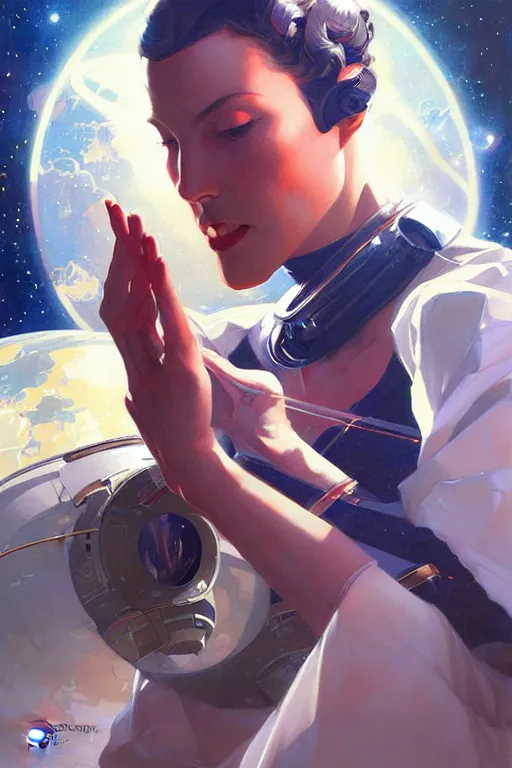 Image similar to space, buddhism, futurism, painting by greg rutkowski, j. c. leyendecker, artgerm