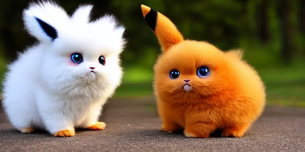 Prompt: real life pokemons photo, cute!!!, chuncky!!!, adorable!!!, fluffy!!!, ultra realistic!!!, golden hour, sharp focus