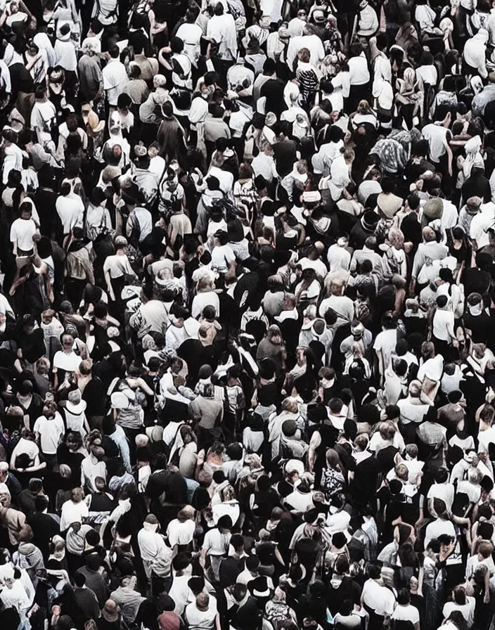 Image similar to “ a crowd of people stuck in a small room ”