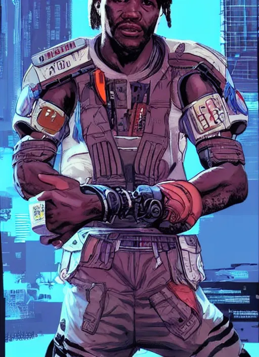 Prompt: hector igwe. apex legends cyberpunk kickboxer. concept art by james gurney and mœbius. gorgeous face.
