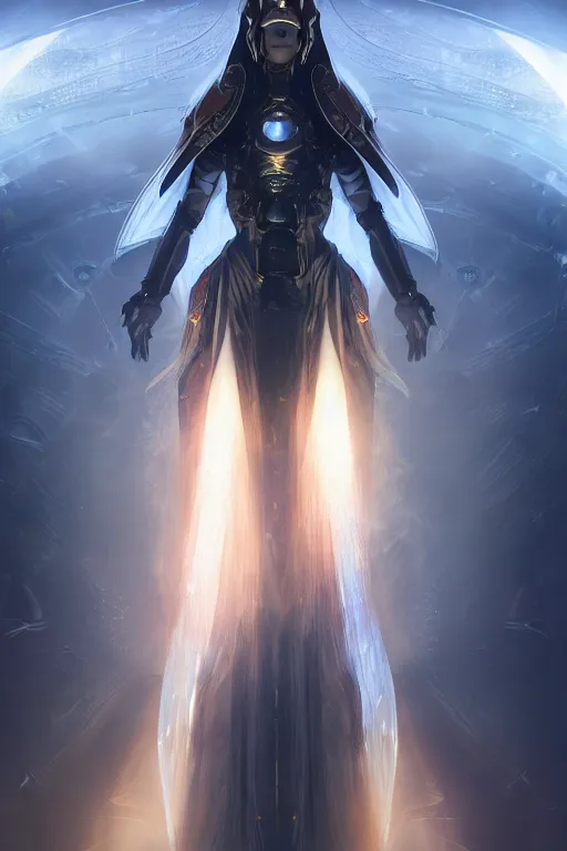 Image similar to beautiful cyborg priestess, scifi, perfect face, futuristic, elegant cape, aura of light, glow, drakengard, xianxia, concept art, decorations, sharp focus, inside a space ship, trending on artstation, hwang se - on, intricate, advanced technology, art by roman makarenko