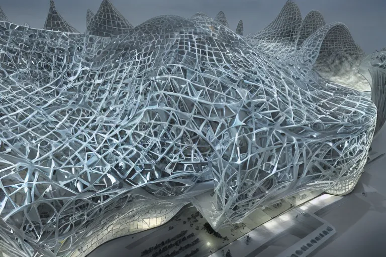 Prompt: a fractal parametric design city by zaha hadid