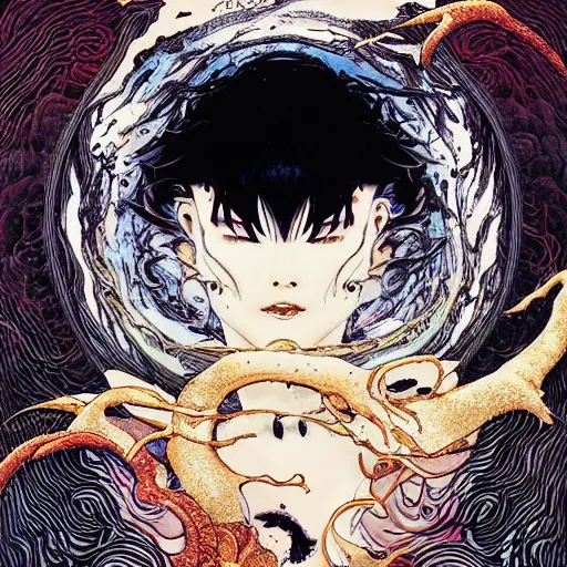 Prompt: black swan melting, by yoichi hatakenaka, masamune shirow, josan gonzales and dan mumford, ayami kojima, takato yamamoto, barclay shaw, karol bak