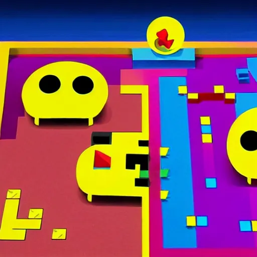 Image similar to a screenshot of the upcoming live action pacman movie