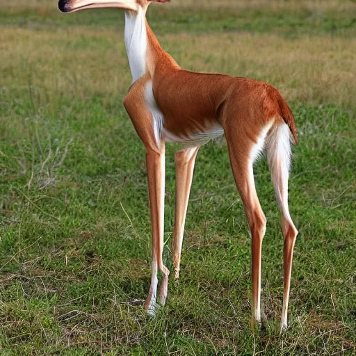 Image similar to photo of a hybrid between a borzoi and a gerenuk