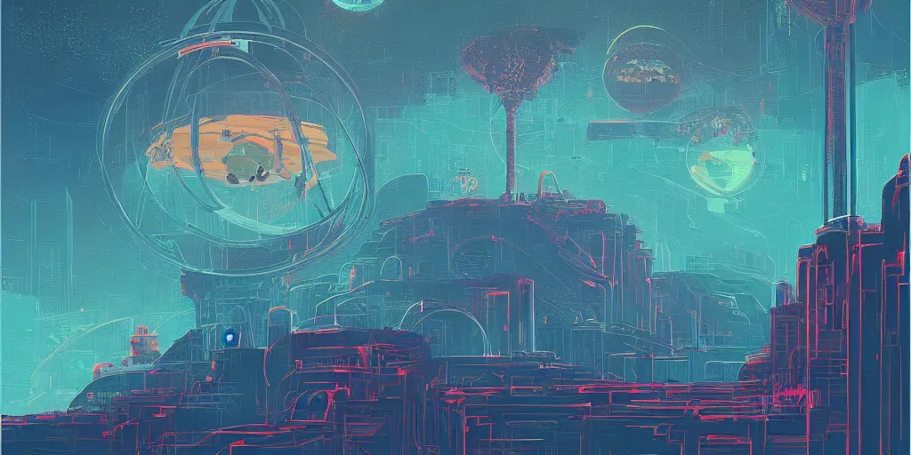 Prompt: a lovecraftian cinematic isograph print of a aetherpunk planet by alena aenami in the style of art - deco art, very, very aesthetic