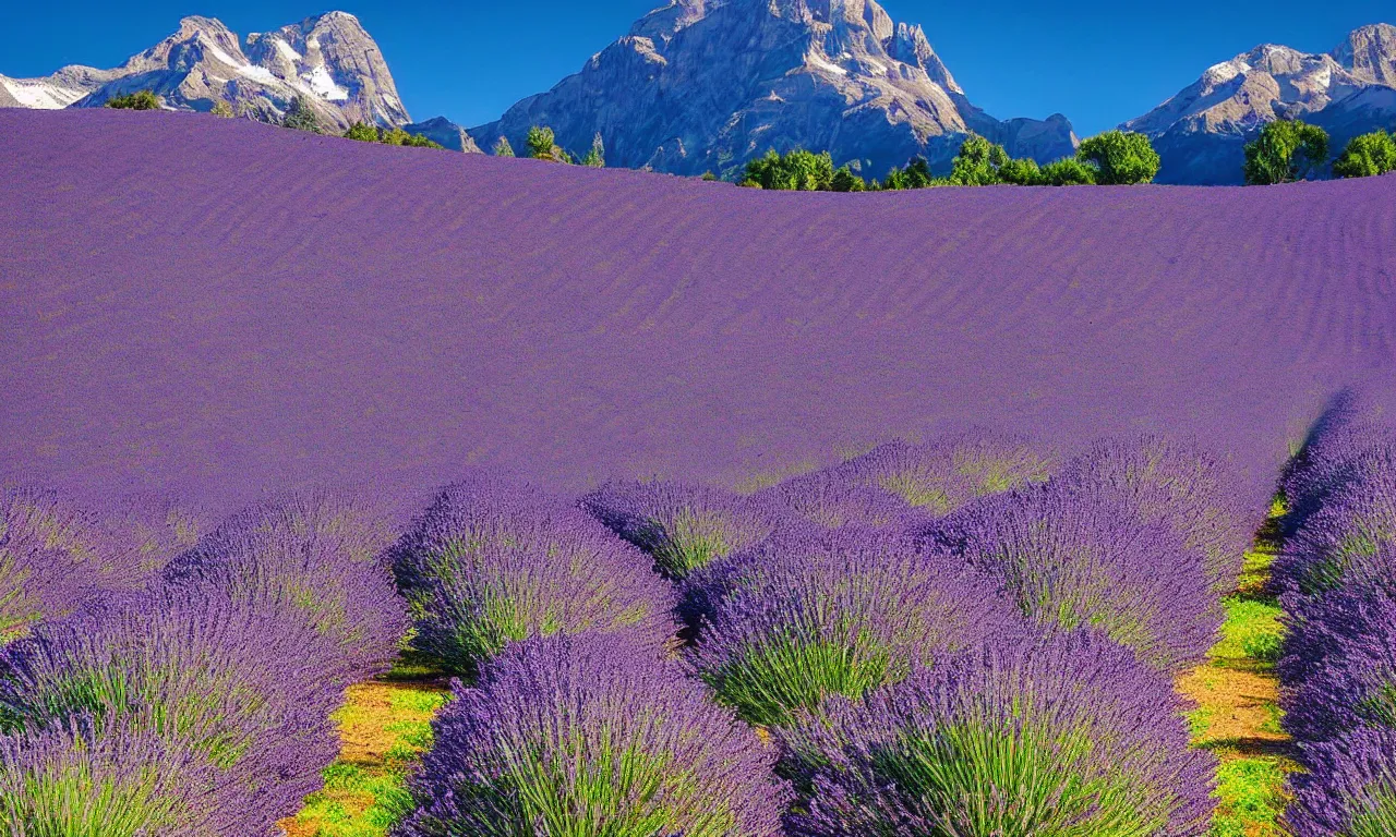 Lavender fields Wallpaper 4K, Purple, Foggy, Landscape, Tree