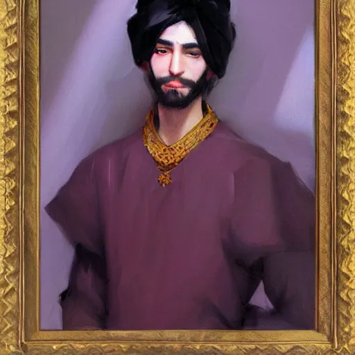 Prompt: portrait of a persian prince from tales of yore by yanjun cheng