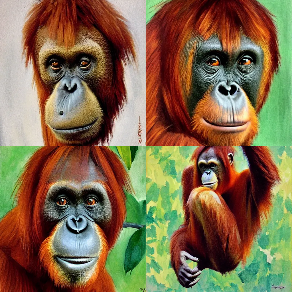 Prompt: a portrait of an orangutan, by coby whitmore