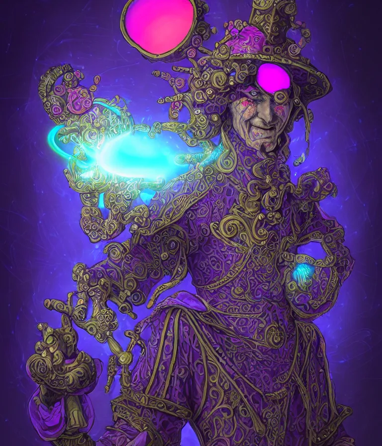 Image similar to front!!! shot of a court jester!!! character, hyperdimensional, (bioluminescent) hypercubes, dark holography!!!, ((sunset)) ((psychedelic)), spectral, (((intricate))), elegant, highly detailed, centered, (((artstation, concept art, smooth, sharp focus, artgerm, Tomasz Alen Kopera, Peter Mohrbacher, donato giancola, Joseph Christian Leyendecker, WLOP, Boris Vallejo))), mugshot!!!!!, ugly!!!!!!, octane render, nvidia raytracing demo, octane render, nvidia raytracing demo, octane render, nvidia raytracing demo, grainy, muted, 8K, digitalblasphemy, metatron