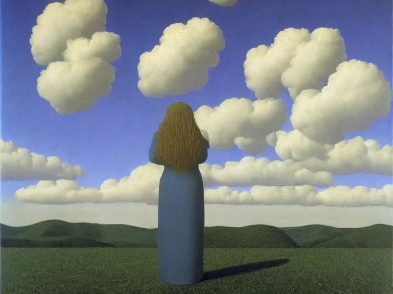 Prompt: dream, painting by rene magritte, high detail, high resolution