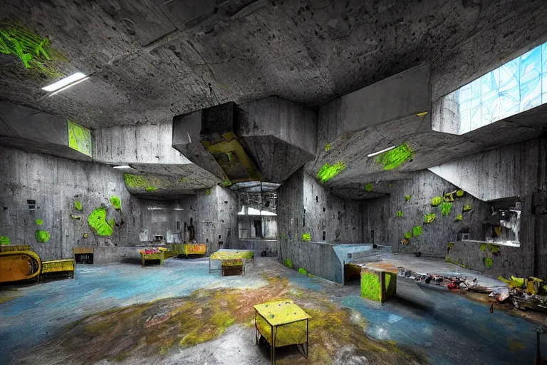 Prompt: favela bunker spaceship disco hive, brutalist waterfall environment, industrial factory, whimsical, award winning art, epic dreamlike fantasy landscape, ultra realistic,