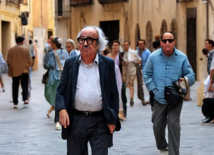 Image similar to jep gambardella strolling through the city of seville