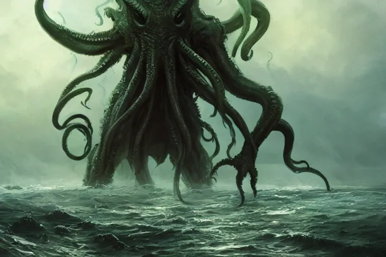 Image similar to cthulhu rising from the sea, digital art, magic the gathering, mtg, by greg rutkowski, trending on artstation