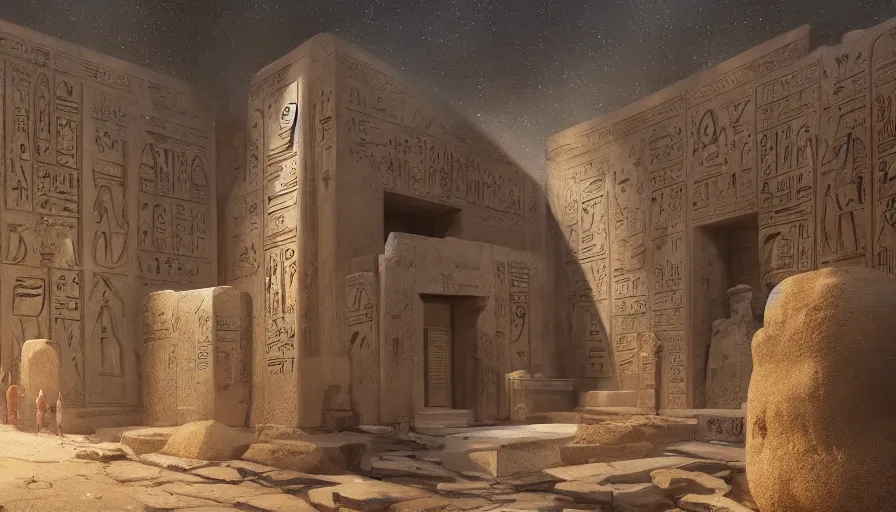 Image similar to A highly detailed matte painting of ancient Egyptian tomb, dusty, cobwebs, sarcophogus, by Studio Ghibli, Makoto Shinkai, by Artgerm, by WLOP, by Greg Rutkowski, volumetric lighting, octane render, 4K resolution, trending on artstation, masterpiece