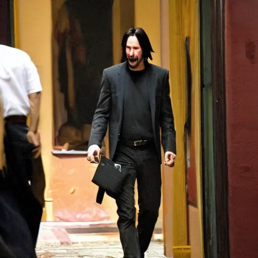 Image similar to keanu Reeves fall in the backrooms