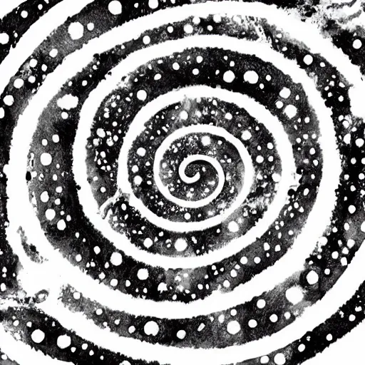 Image similar to black and white illustration spiral galaxy stencil