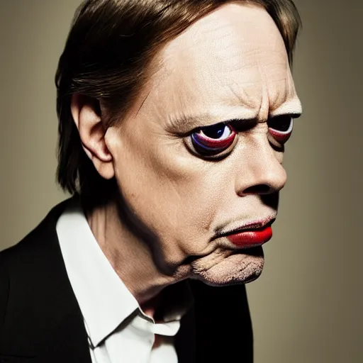 Prompt: a close - up portrait photo of steve buscemi poison frog by erwin olaf
