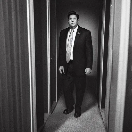 Image similar to Ron Desantis lost in the backrooms, photo, alone, liminal, dismal