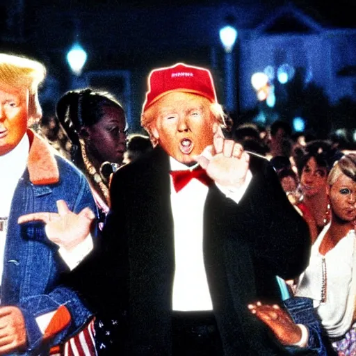 Image similar to donald trump and lil wayne in the back to the future movie poster,