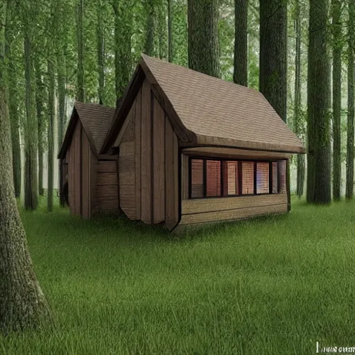 Prompt: funny house, 3d, rendering, realistic, forest