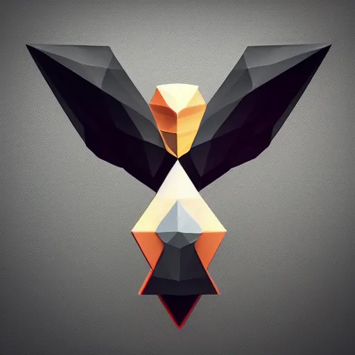 Image similar to 2 dimensional, vector, low poly, crystal eagle icon, black background, cgsociety, artstation, octane render