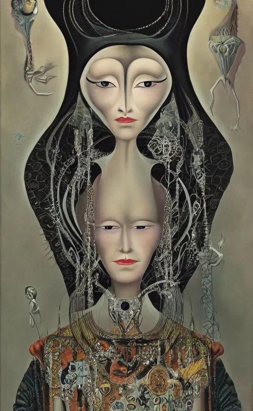 Image similar to a Hungarian portrait of a Queen, by Marcel Jankowicz, by Kay Nielsen,, by Georgia o Keeffe, trending on artstation , winner,dark fantasy, tonalism