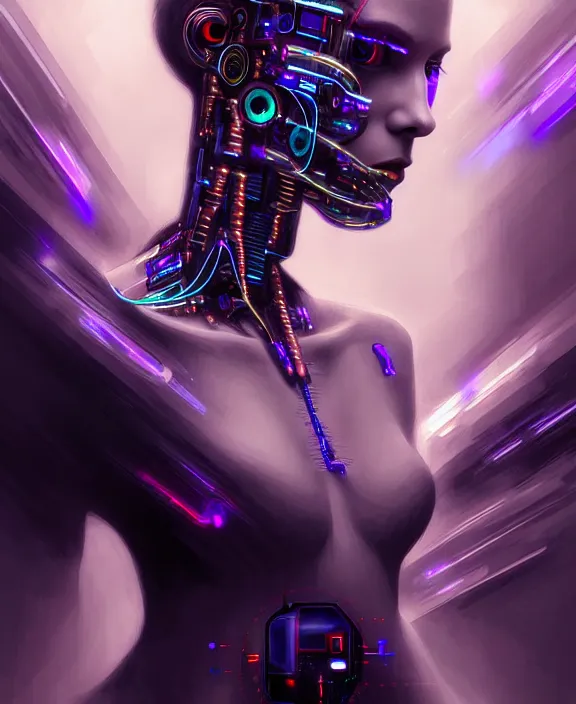 Image similar to a whirlwind of souls rushing inside the metaverse, hologram, half body, neurochip, shaved temple, piercing, jewelry, android, cyborg, cyberpunk face, by loish, d & d, fantasy, intricate, elegant, highly detailed, colorful, digital painting, artstation, concept art, art by artgerm and greg rutkowski and alphonse mucha