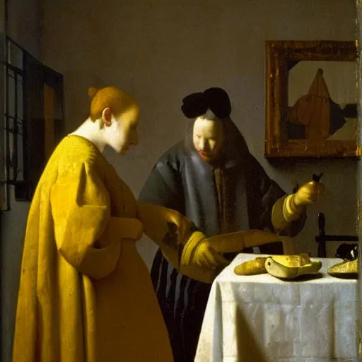 Image similar to the fisher's girl that opened the empty oyster, by johannes vermeer