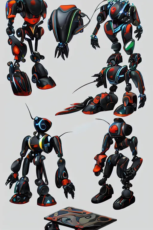 Prompt: a humanoid beetle robot, beetle-inspired, inafune design, official mmx concept scarab reploid, welding torches for arms, trending on artstation