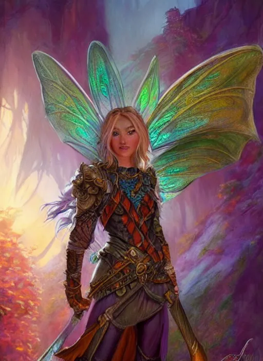 Image similar to fairy, ultra detailed fantasy, dndbeyond, bright, colourful, realistic, dnd character portrait, full body, pathfinder, pinterest, art by ralph horsley, dnd, rpg, lotr game design fanart by concept art, behance hd, artstation, deviantart, hdr render in unreal engine 5