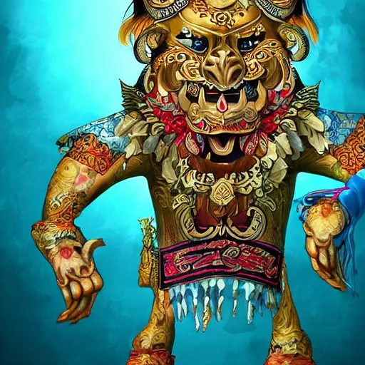 Prompt: barong bali, illustration, digital art, trending artstation