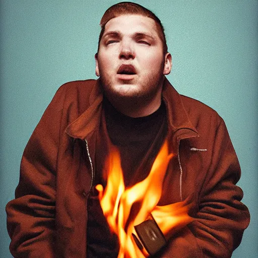 Prompt: beautiful portrait of rapper kool savas burning up a mic, by annie liebowitz, photorealistic, hyperrealism