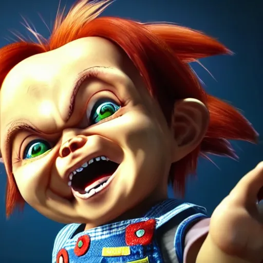 Prompt: an epic anime of chucky, ghibli, unreal 5, daz, hyperrealistic, octane render, rpg portrait, dynamic lighting, epic, epic anime