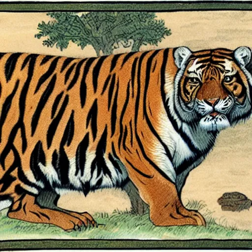 Prompt: sabertooth tiger with large tusks drawn like a BAYC NFT, illustrated style