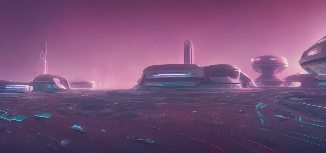 Prompt: futuristic abandoned spaceport, sci - fi, digital art by beeple and simon stalenhag