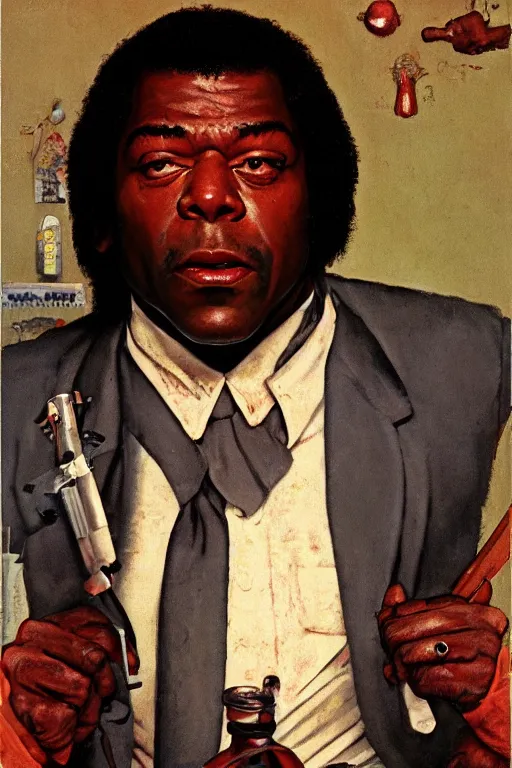 Image similar to Marcellus Wallace from Pulp Fiction painted by Norman Rockwell