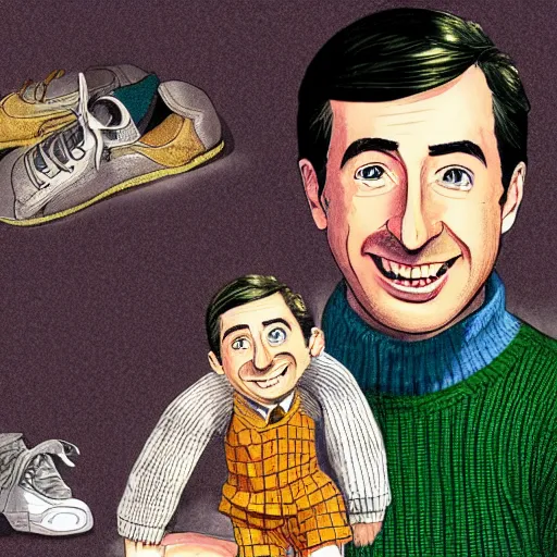 Image similar to a beautifully detailed illustration of mister rodgers as a shonen protagonist, fine detail, 4 k, award winning
