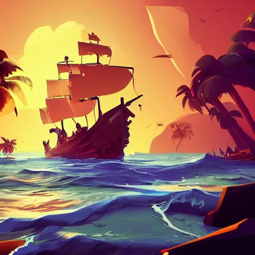 Image similar to painting treasure on sea of thieves game smooth median photoshop filter cutout vector, behance hd by jesper ejsing, by rhads, makoto shinkai and lois van baarle, ilya kuvshinov, rossdraws global illumination