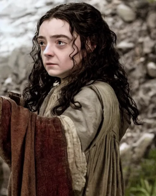 Image similar to Aria Stark in a role of Frodo Baggins